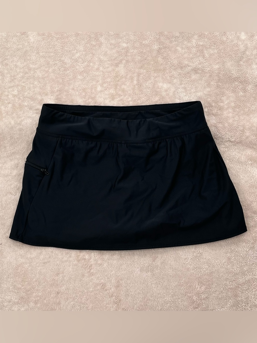 Black Athletic Skirt with Side Zip Pocket and shorts